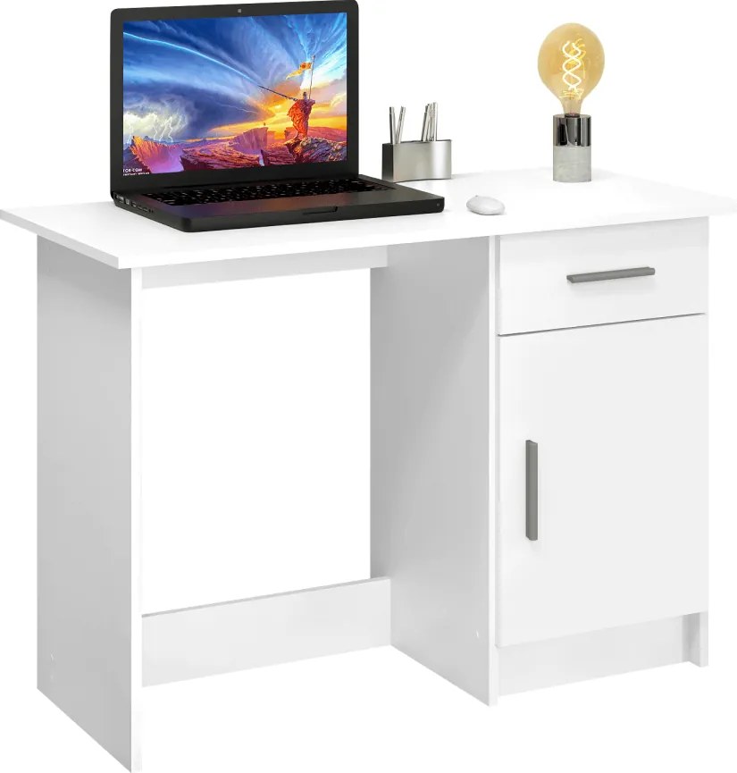 Univerzális PC asztal, fehér, SIRISS NEW