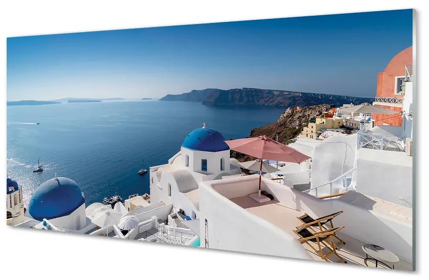 Akrilképek Görögország tengeri panoráma épületek 140x70 cm