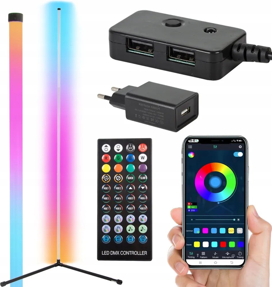 Álló sarok álló lámpa rgb led éjszakai hálószoba alkalmazás 1,5