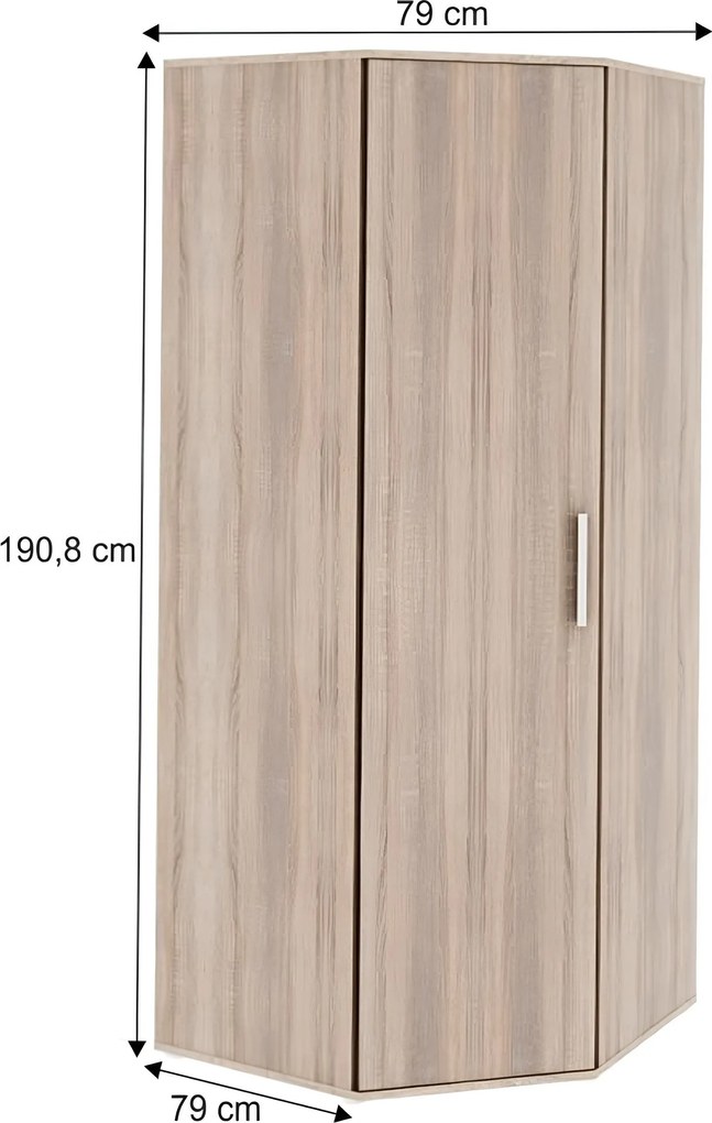 Sarokszekrény, DTD laminált, tölgy sonoma, DUNAJ TYP15