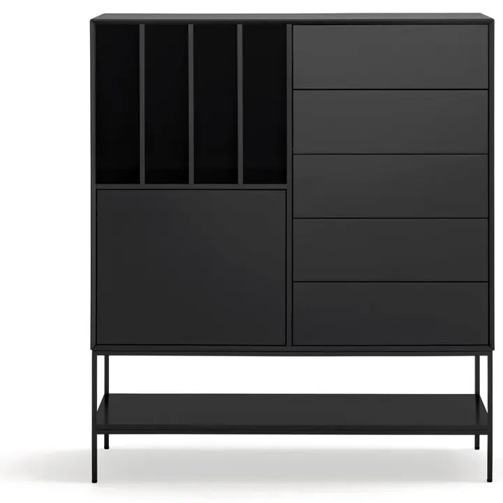 Fekete szekrény 120x140x45 cm Platt – Teulat