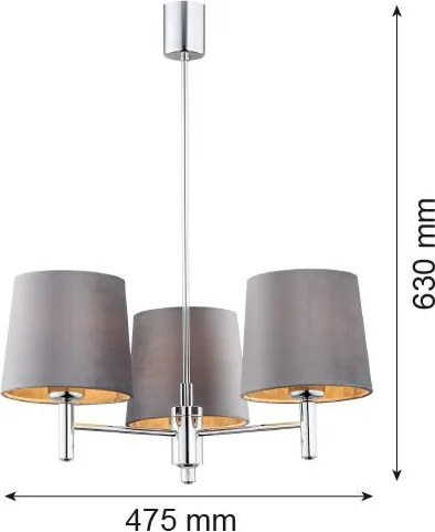 ARGON 6107 BOLZANO Modern Csillár Króm, Sötét Szürke E27 IP20