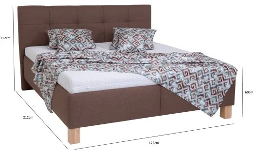 MARIA kárpitozott ágy tárolóval, matrac nélkül, 160x200 cm, barna