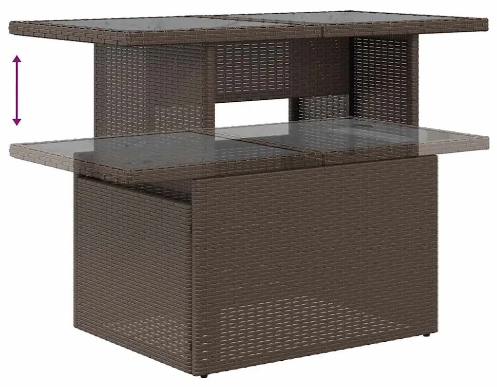 vidaXL 7 részes barna polyrattan akácfa kerti ülőgarnitúra párnákkal