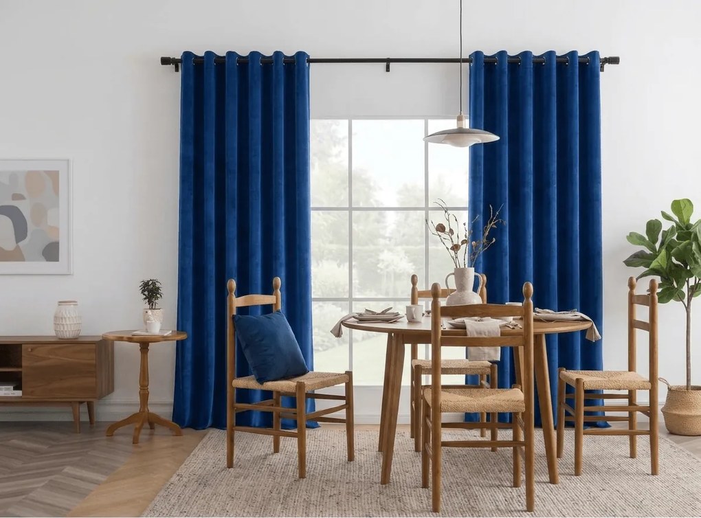 Sötétítő függöny DREAM VELVET 140x250 cm, tengerészkék Felfüggesztés: Fém gyűrűk