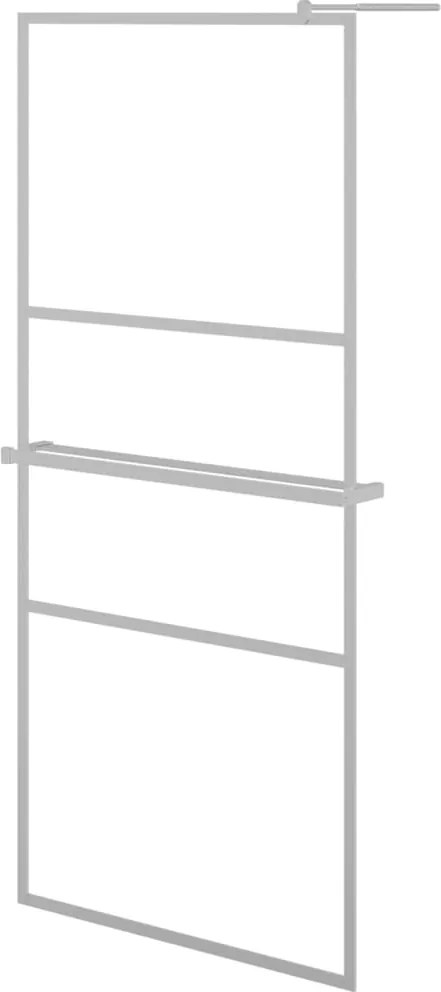 vidaXL króm ESG üveg és alumínium zuhanyfal polccal 90 x 195 cm