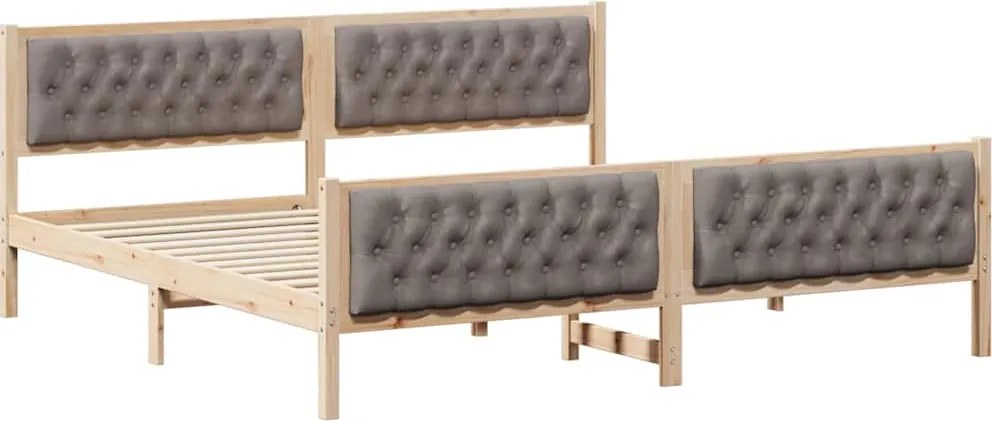 vidaXL Ágykeret fejtámlával Tópszínű 200 x 200 cm Tömör fenyőfa