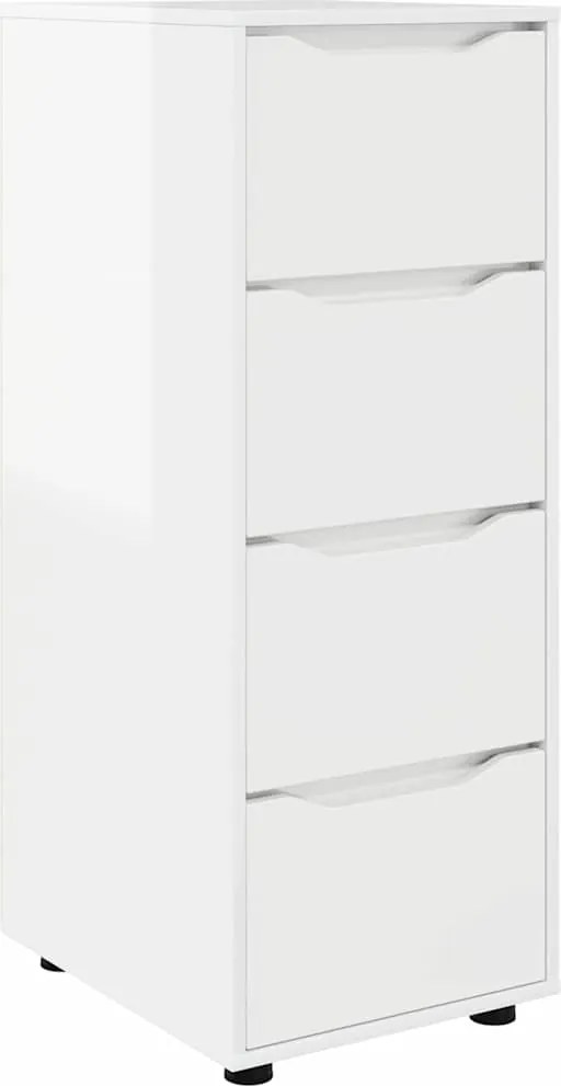 vidaXL Tárolószekrény Magas Fényű Fehér 40 x 48 x 105 cm Faanyag