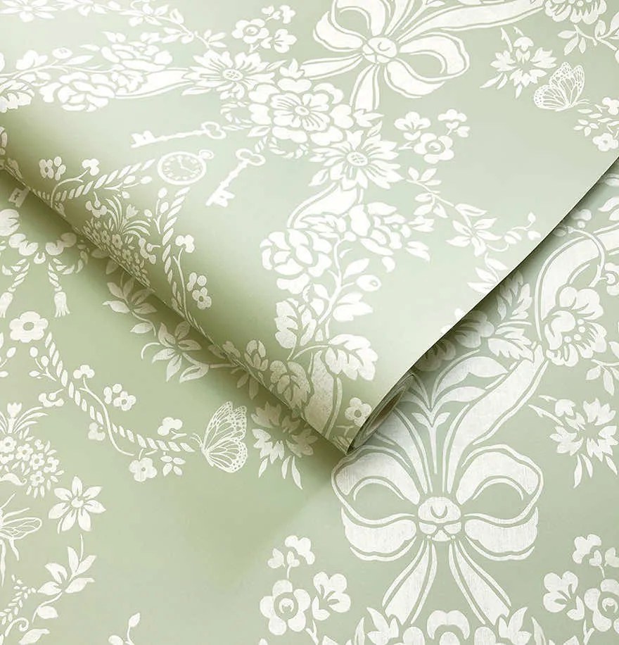 Holden Decor Imaginarium 3 Bow Damask zöld damaszt mintás papír tapéta – 14170