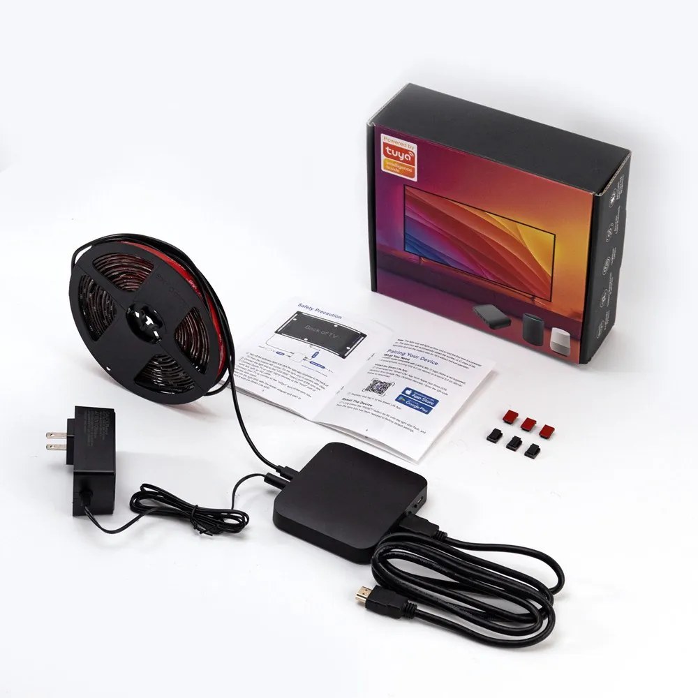 Digitális LED szalag szett HDMI BOX-al , TV képernyő követő funkcióval , RGB + IC (digitális) , dimmelhető , 5.5m , WIFI/Bluetooth , TUYA , LEDISSIMO AMBIENT LIGHT