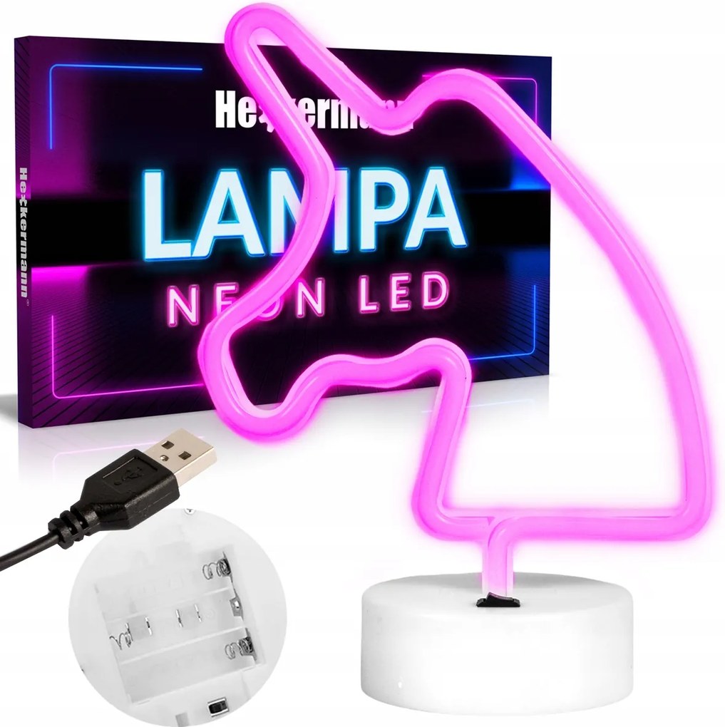 Neon Led Unikornis Lámpa Usb Állvánnyal A Szobába
