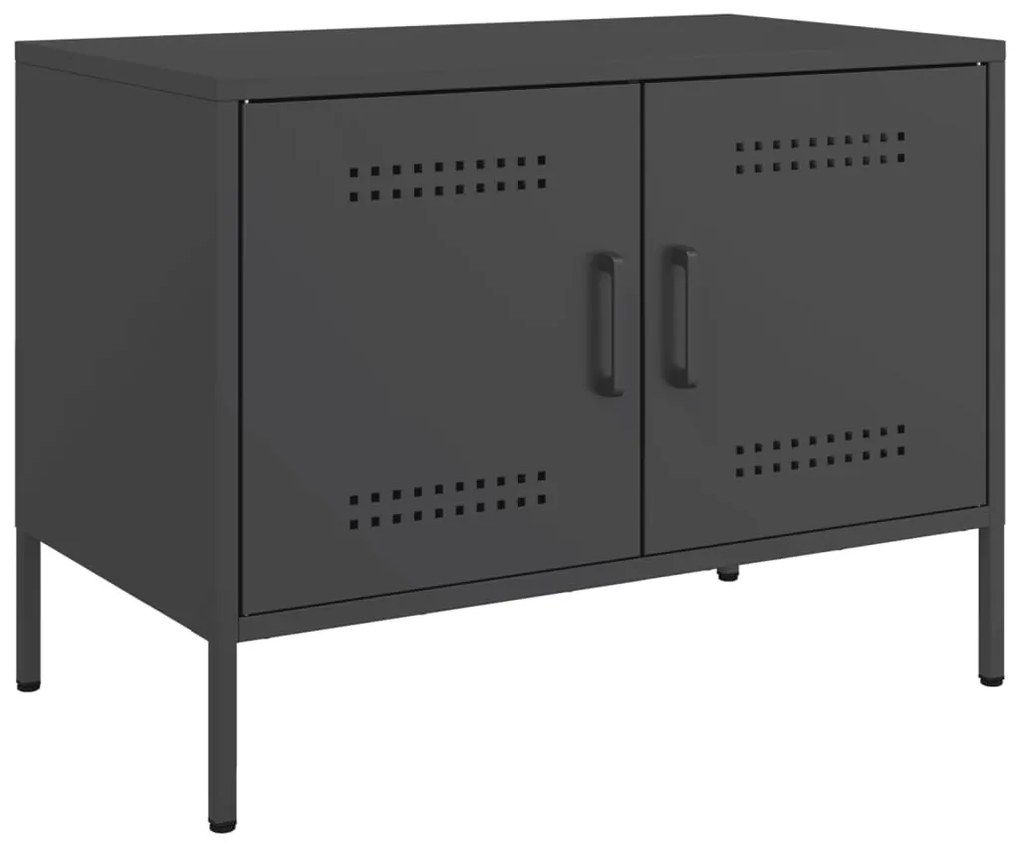 2 db fekete acél TV-szekrény 68 x 39 x 50,5 cm
