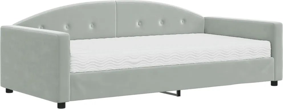 vidaXL világosszürke szövet kanapéágy matraccal 100 x 200 cm