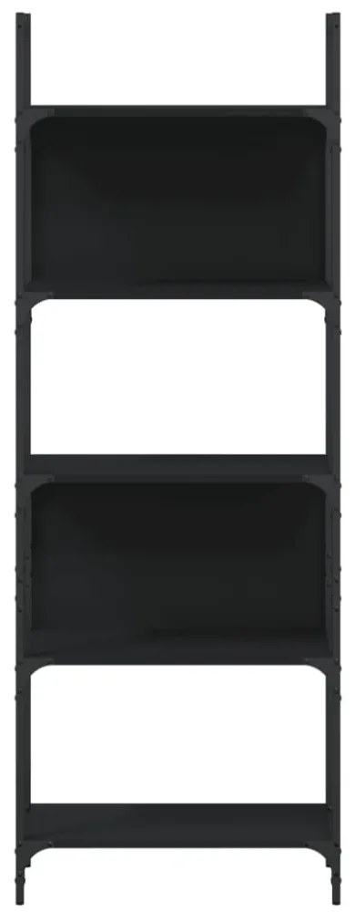 5 szintes fekete szerelt fa könyvespolc 60,5x24x166,5 cm