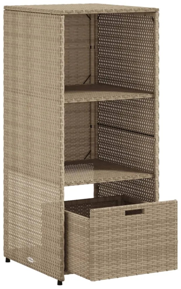 bézs polyrattan kerti tárolószekrény 50 x 55 x 115 cm