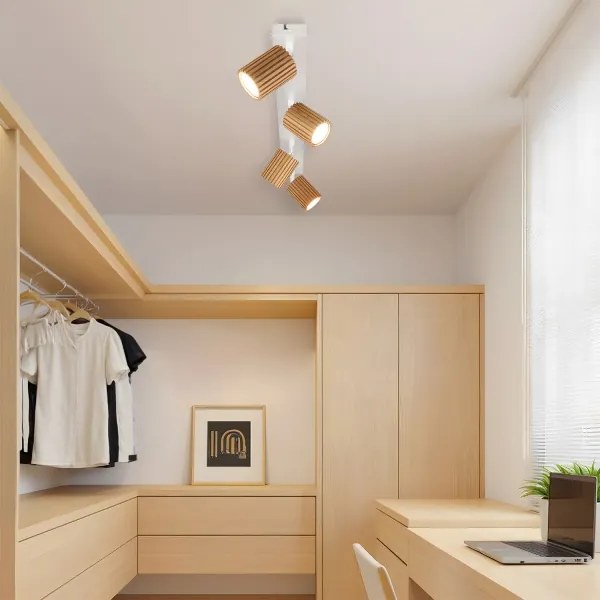 Brilagi - Spotlámpa MODERN WOOD 4xGU10/8W/230V fa/fehér