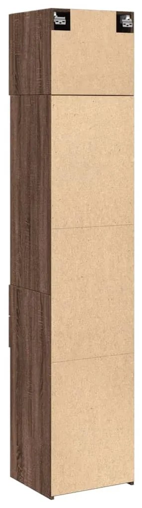 barna tölgy szerelt fa vékony tárolószekrény 45 x 42,5 x 225 cm
