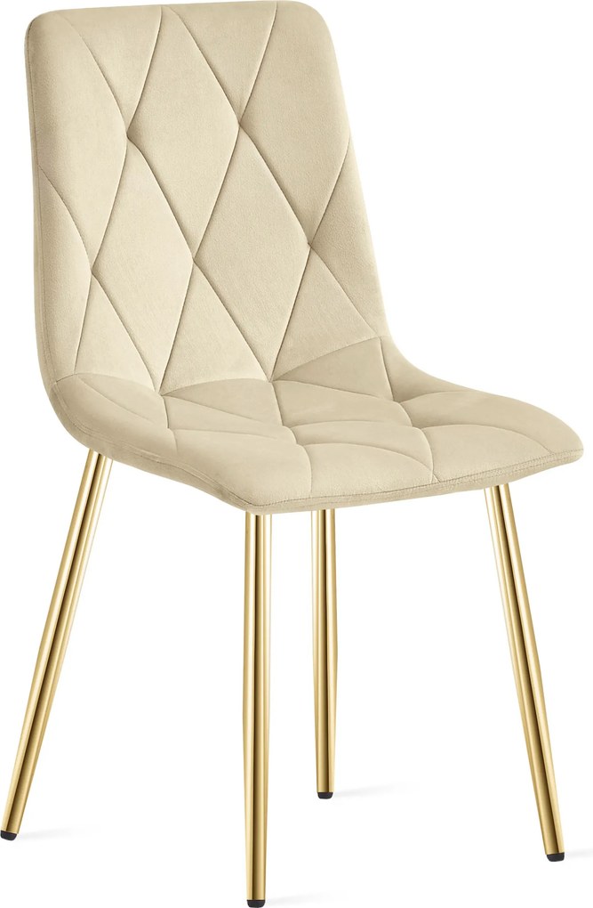 Világos bézs bársony étkezőszék LIBRA arany lábakkal
