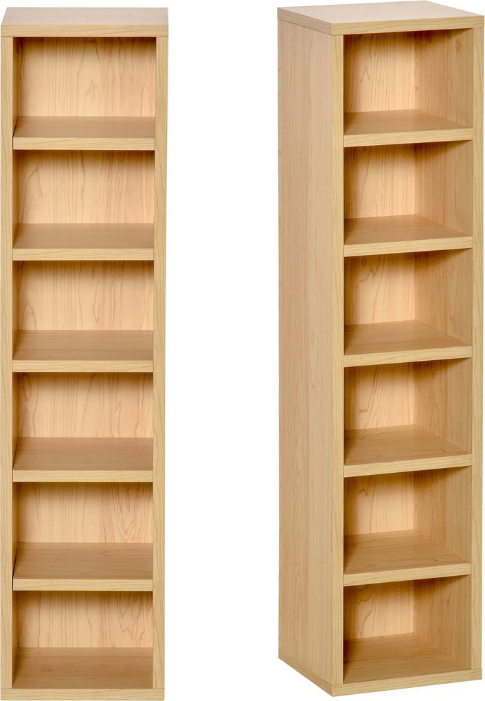 HOMCOM 2 db-os Oszlop Polc CD-DVD Tárolószekrény 6 + 6 Rekesz, mérete 21L x 19W x 88H cm, Maximális Kapacitás 160 CD, Bézs Szín | Aosom