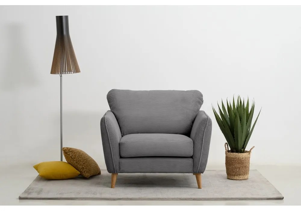 Sötétszürke kordbársony fotel Paris – Scandic