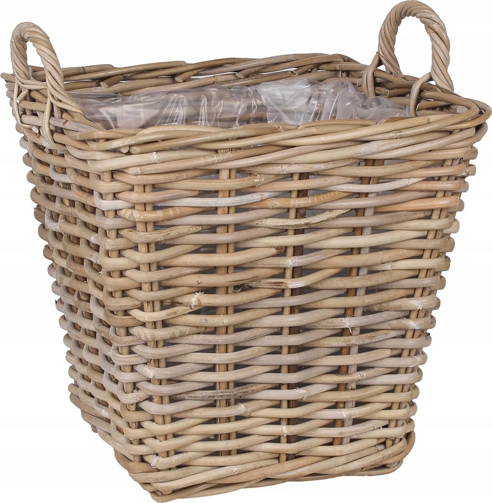 Négyzet alakú Rattan kosár fogantyúkkal 37x37x35/41 cm MP-0220.4.S