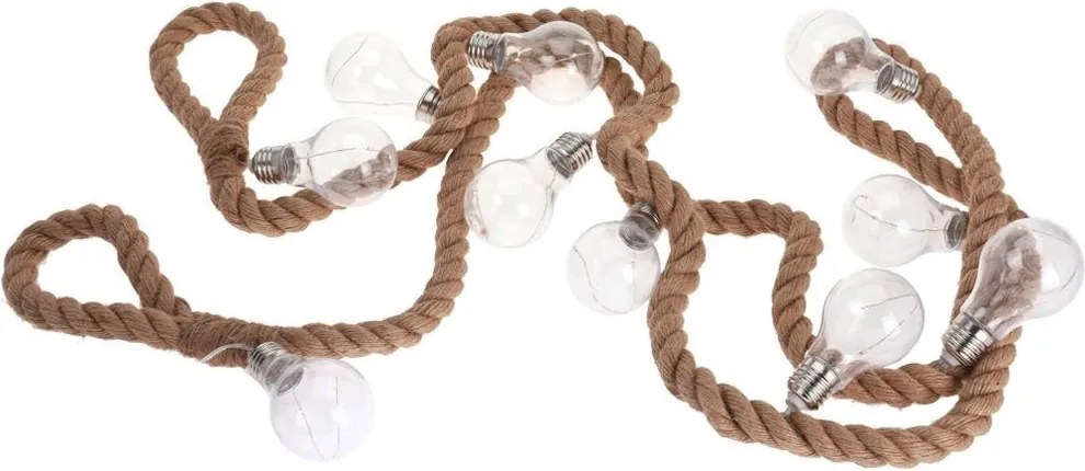 Kerti Fényfüzér Juta Zsinór Led Elemes 30LED 3M