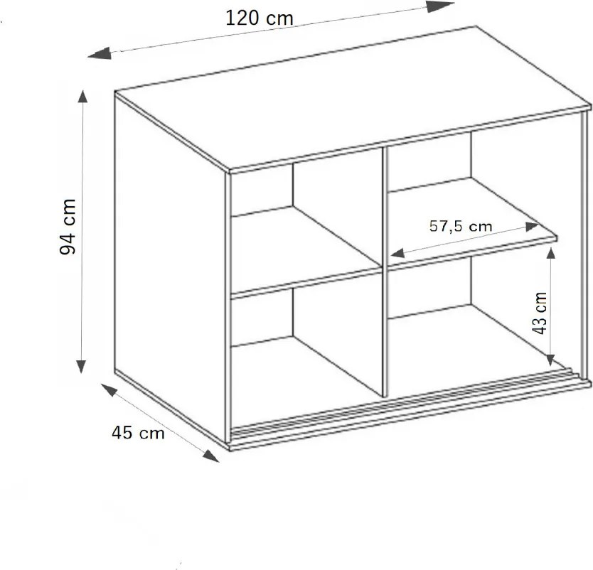 Tablet 5 120 Tolóajtós Komód 120cm, Szürke Hamu