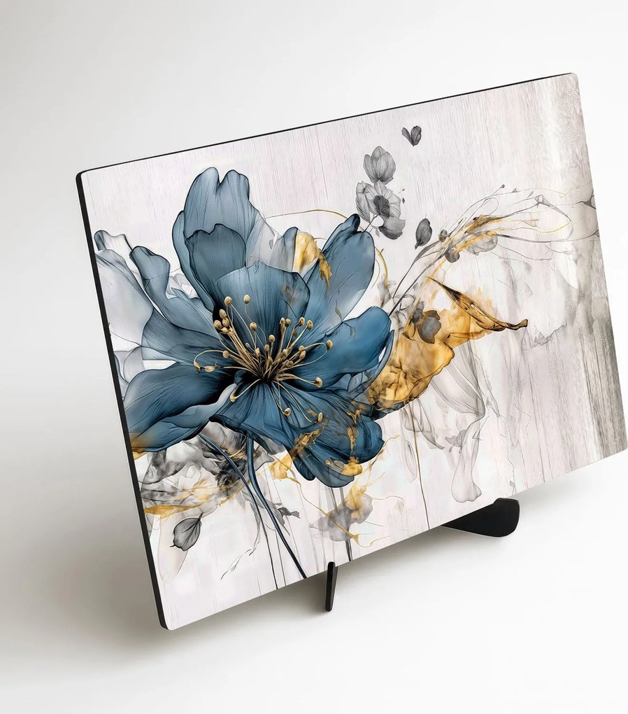DUBLEZ | Fából készült virág kép a hálószobába - Kék szenvedély