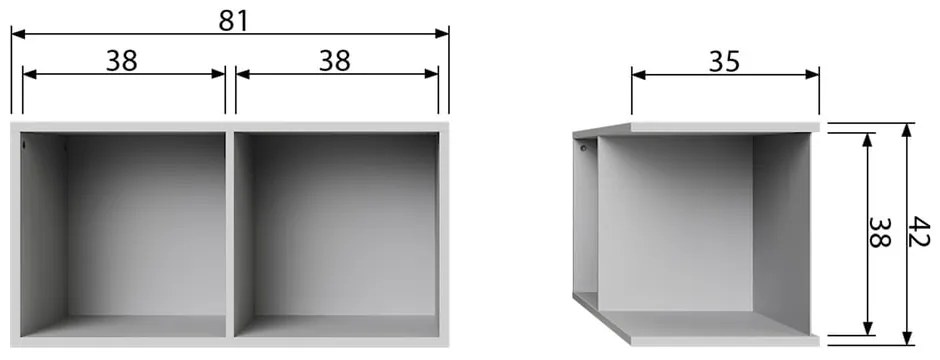 Szürke borovi fenyő moduláris könyvespolc 81x41 cm Vt – vtwonen