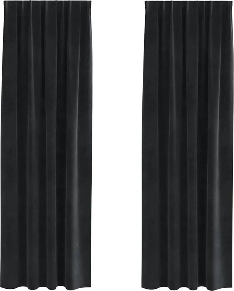 vidaXL Sötétítő függönyök 2 pcs Fekete 140 x 245 cm Bársony