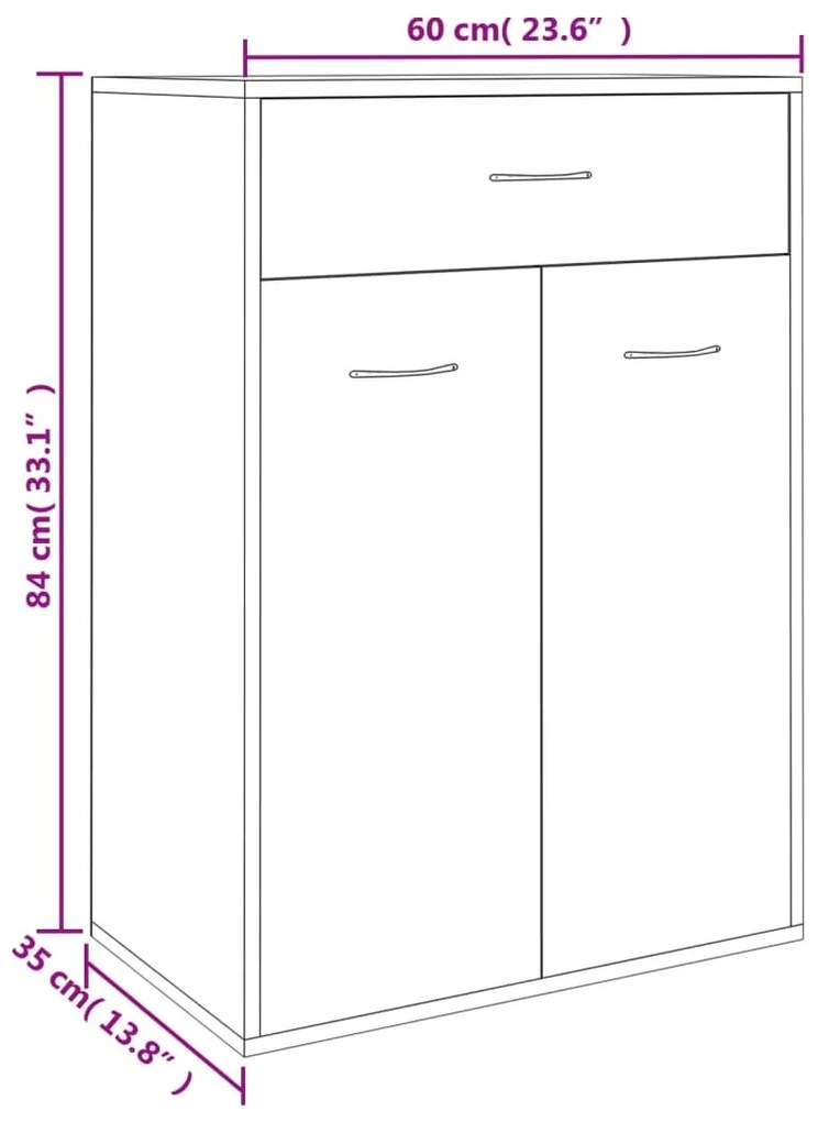 betonszürke szerelt fa cipősszekrény 60 x 35 x 84 cm
