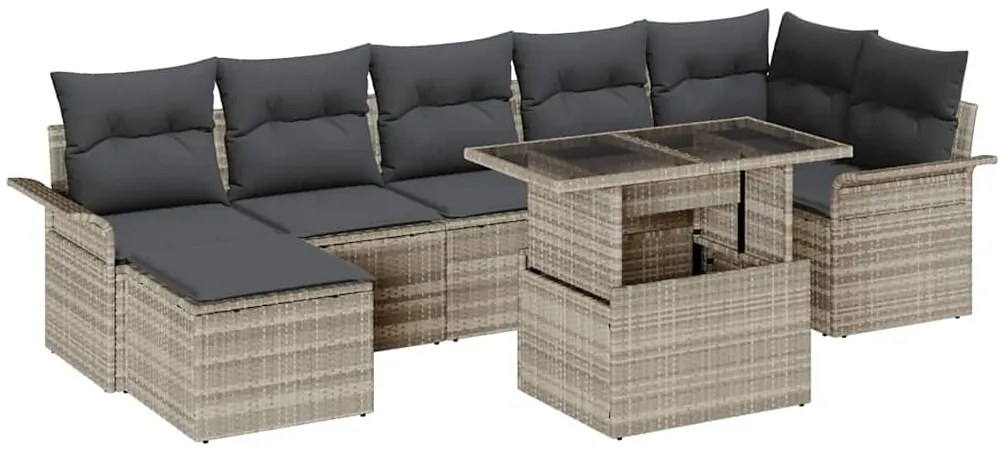 vidaXL Kerti Kanapé Szett párnával 8 pcs Világosszürke Poli rattan