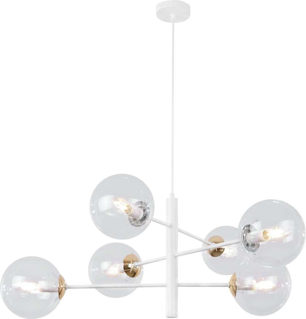 Mennyezeti Lámpa Lógó Csillár Fehér-arany Glamour Gömbök Hálószoba Nappali