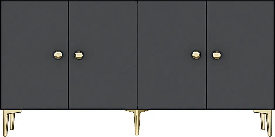 Simple komód, antracit-arany, 150 cm