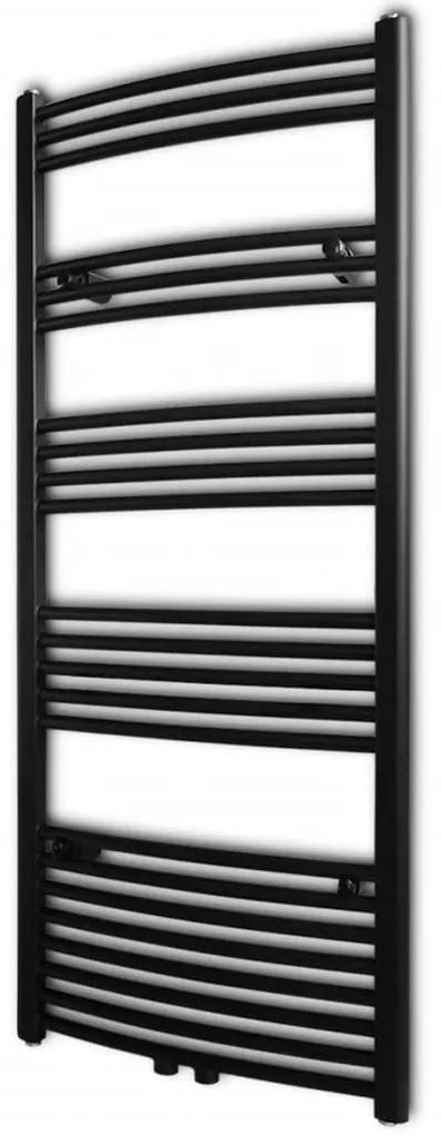 vidaXL Ívelt fekete törölközőszárító radiátor központi fűtéssel 600 x 1424 mm