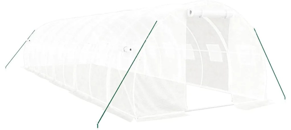 fehér acélvázas melegház 30 m² 10x3x2 m