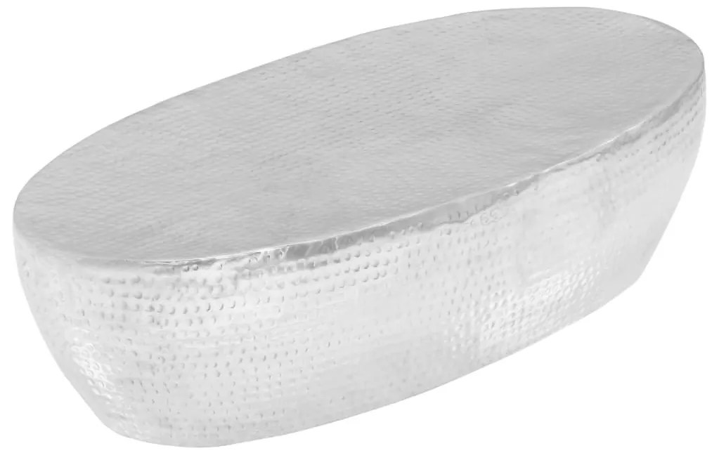 Ezüst kalapált alumínium dohányzóasztal 100 x 50 x 28 cm