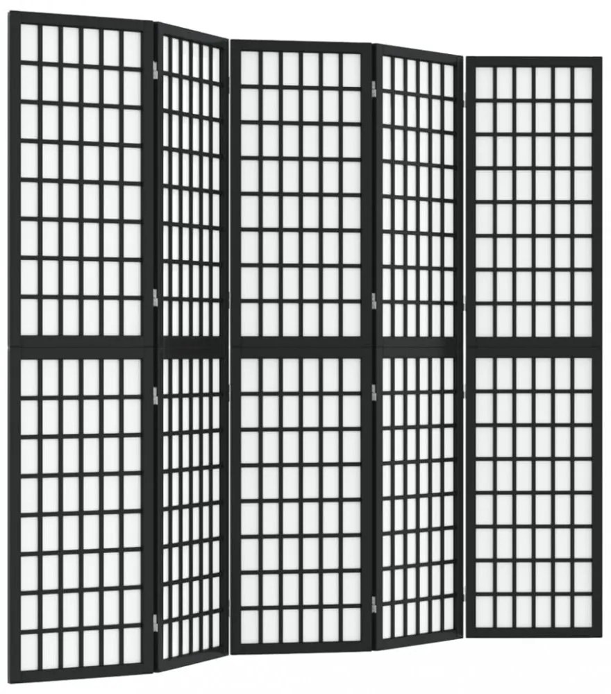5 paneles fekete japán stílusú összecsukható paraván 200x170 cm