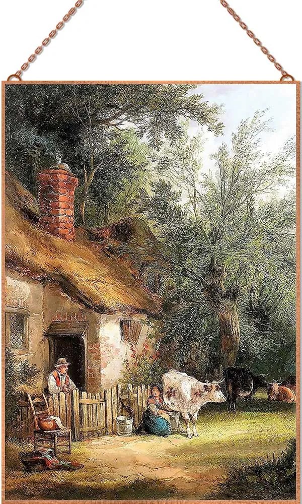 William Shayer-Parasztok üvegkép, falikép
