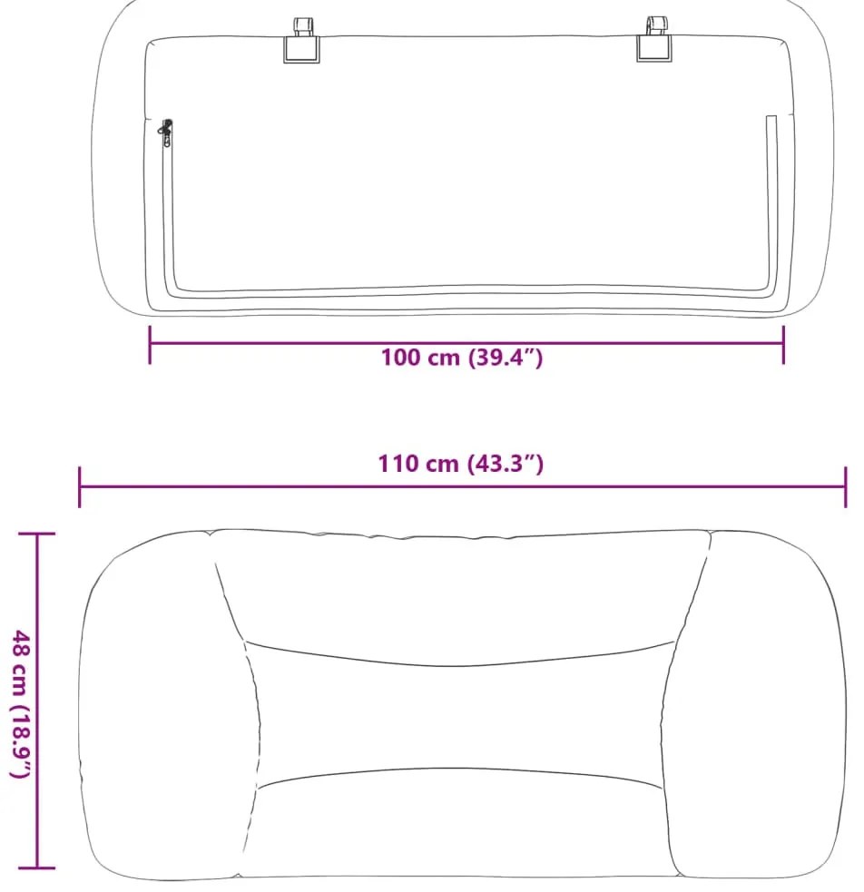 fekete szövet fejtámla párna Hvar 100 cm