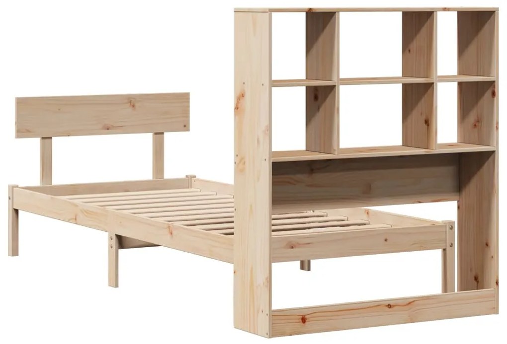tömör fenyőfa könyvespolcos ágy matrac nélkül 90 x 200 cm