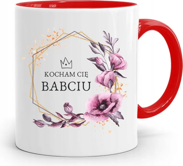 Piros Bögre Nagymamáknak Szeretlek Nagymama Nyomtatott Fotóval