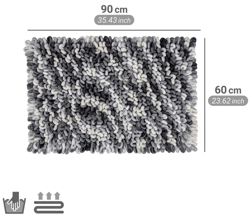 Szürkéskék textil fürdőszobai kilépő 60x90 cm Lerici – Wenko