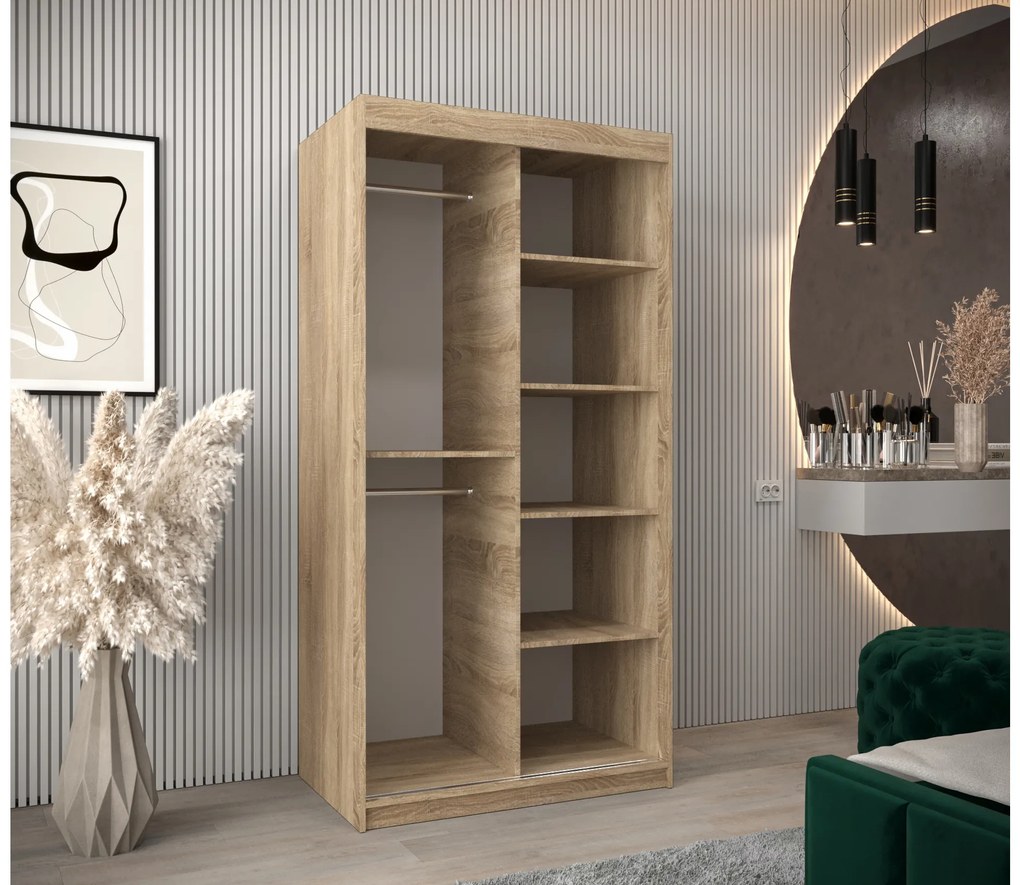Ruhásszekrény 100 cm Toki 1 (szonoma tölgy + matt fekete). 1064885