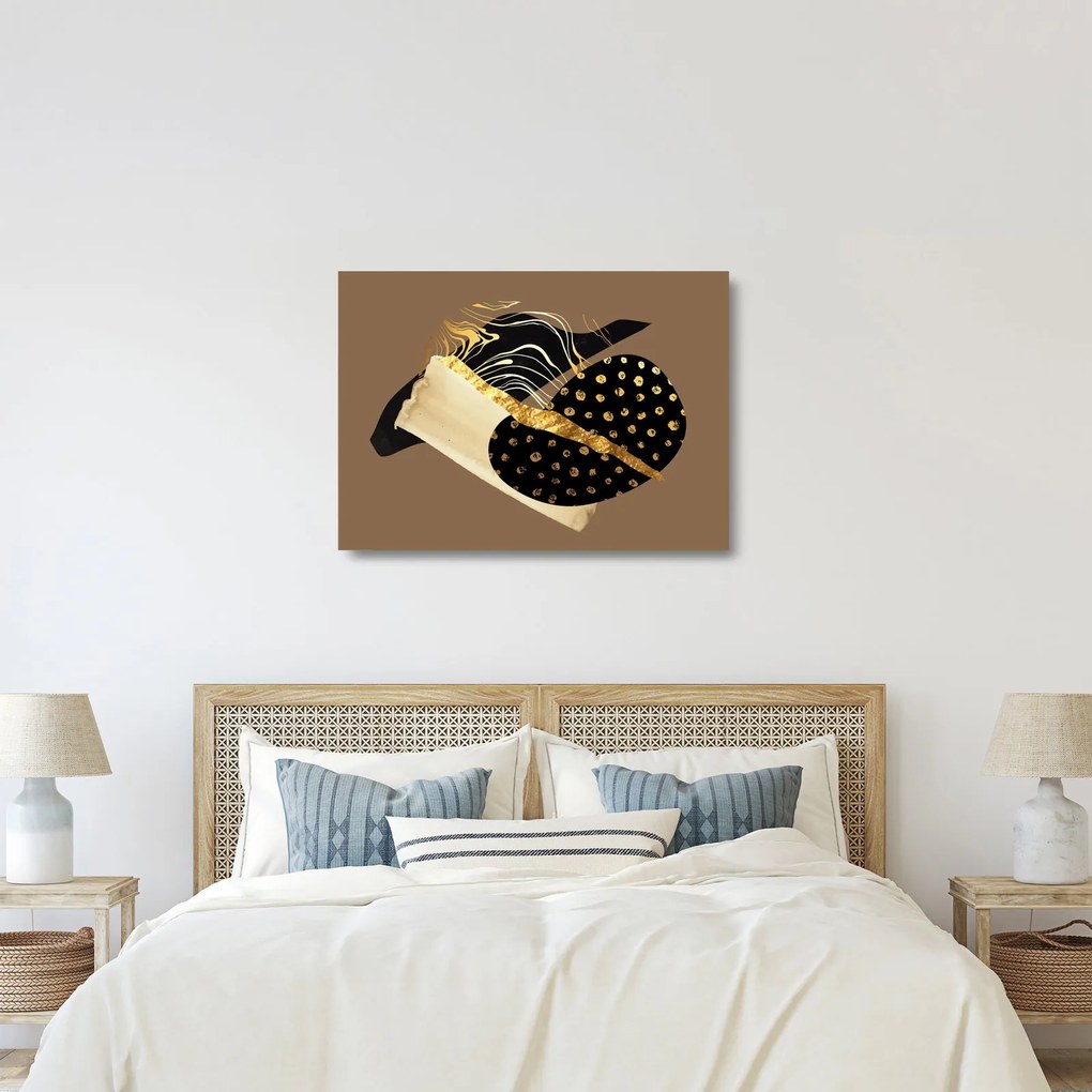 Üveg kép - Absztrakció aranybarna N⁰1 (70x50 cm)