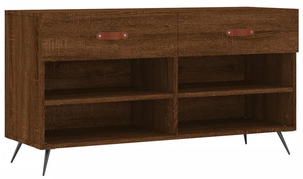 barna tölgy színű szerelt fa cipőpolc 102x35x55 cm