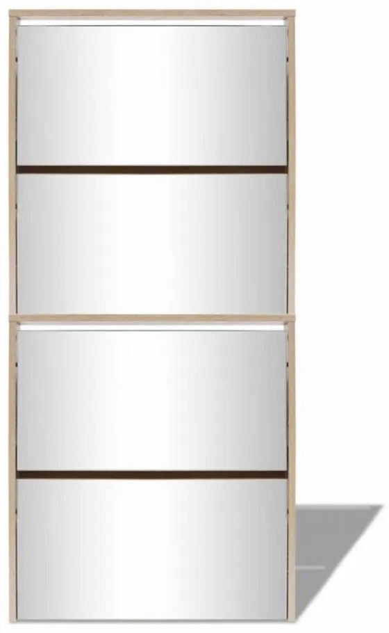 4 szintes tükrös tölgy cipőszekrény 63 x 17 x 134 cm