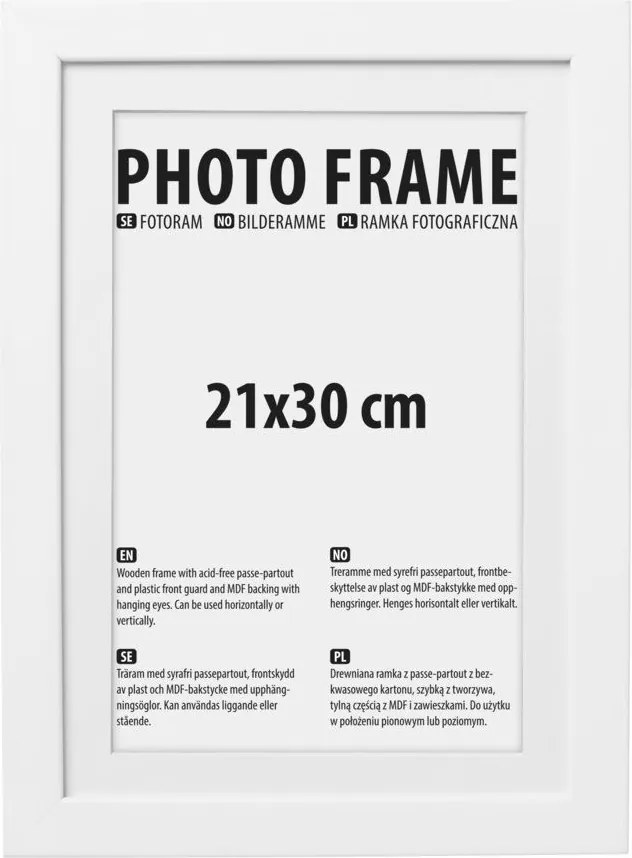 Képkeret 21x30cm fehér