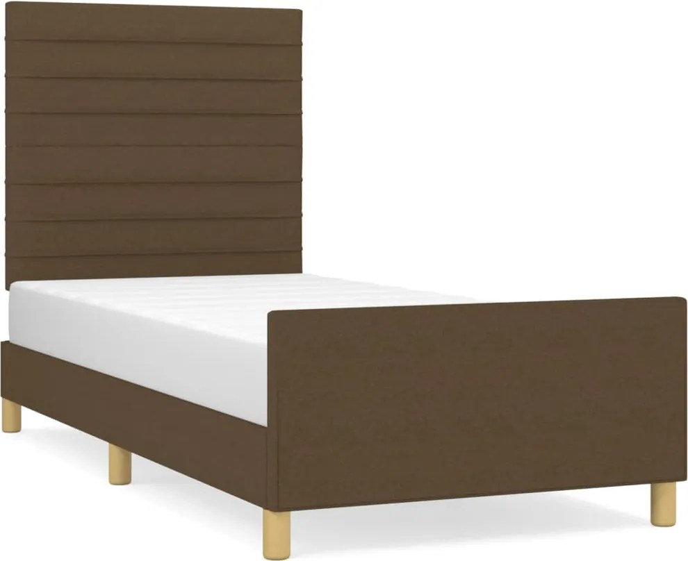 vidaXL sötétbarna szövet ágykeret matrac nélkül 100x200 cm