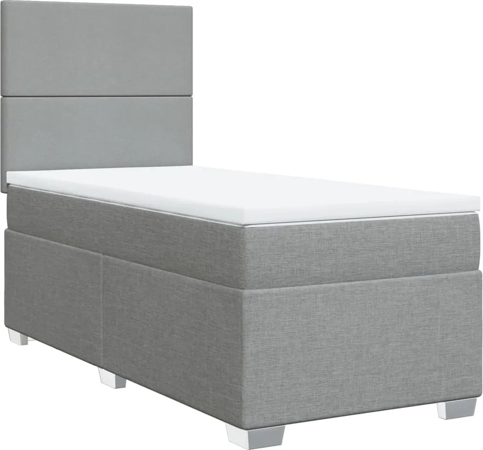 vidaXL világosszürke szövet rugós ágy matraccal 100 x 200 cm